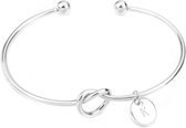 24/7 Jewelry Collection Knoop met Gepersonaliseerde Letter Bangle Armband - Zilverkleurig - LETTER Q