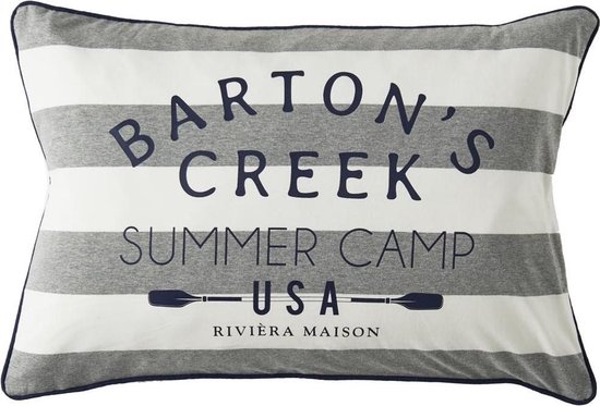 Riviera Maison Barton's Creek SummerCamp Kussenhoes - 65x45 Cm - Grijs |  bol.com