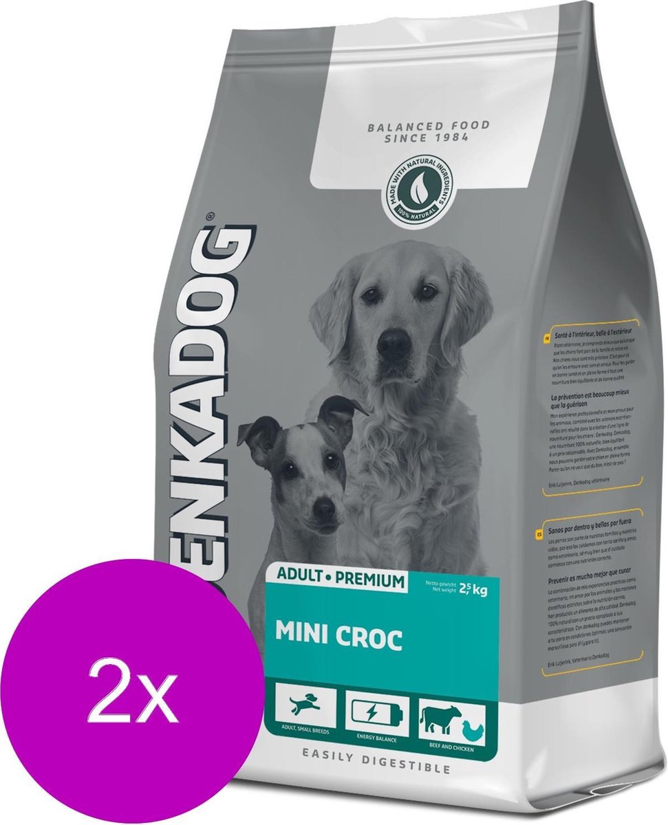 Denkadog Denkadog Mini Croc - Hondenvoer - 2 x Rund Kip 2.5 kg