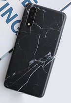 Étui en marbre de luxe pour Huawei P20 - noir et blanc - coque arrière - souple TPU souple