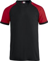 Clique Raglan-T 029326 - Zwart/ Rood - XXL