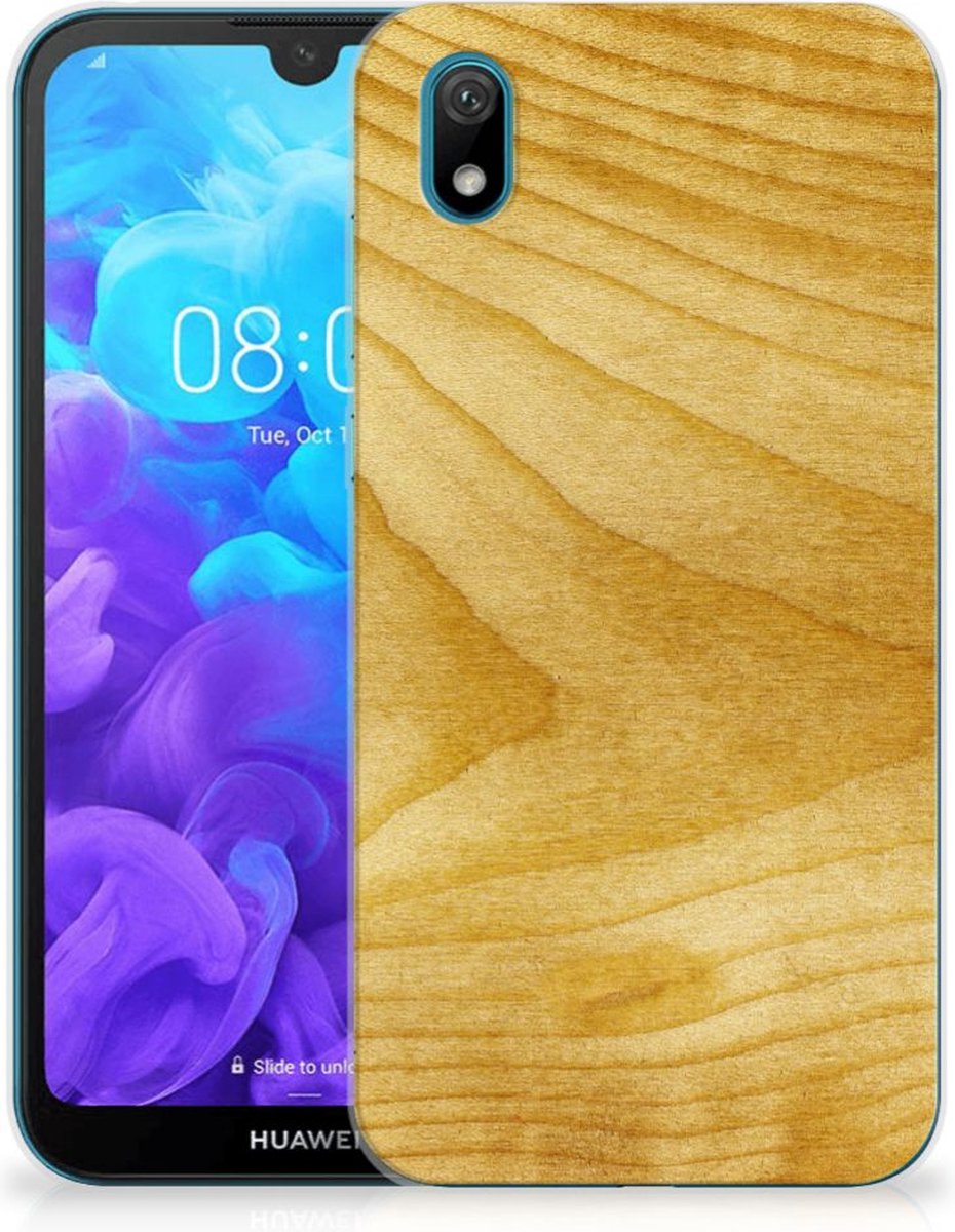 Back Cover voor Huawei Y5 (2019) Bumper Hoesje Licht Hout