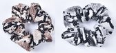 2 Stuks Scrunchies Print Slang | Bruin en Grijs | Haar Accessoires