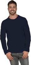 Basic stretch shirt lange mouwen/longsleeve navy voor heren XL (42/54)