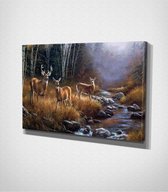 Wild Deer - Painting Canvas - 30 x 40 cm - Schilderij - Canvas - Slaapkamer - Wanddecoratie  - Slaapkamer - Foto op canvas