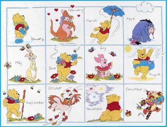 kubus Dapperheid opblijven borduurpakket H16 winnie the pooh, twaalf maanden-2 | bol.com