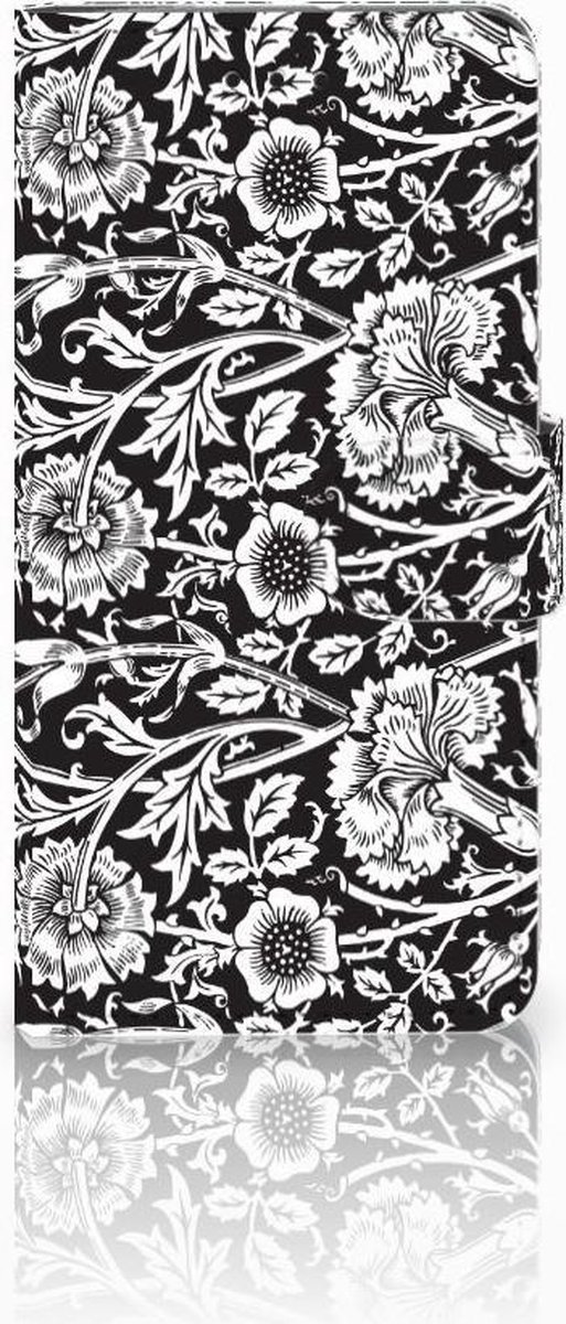 Book Case voor Motorola Moto G7 Play Hoesje Black Flowers