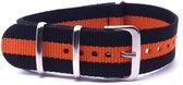 Premium Orange Black - Nato strap 20mm - Stripe - Horlogeband Oranje Zwart
