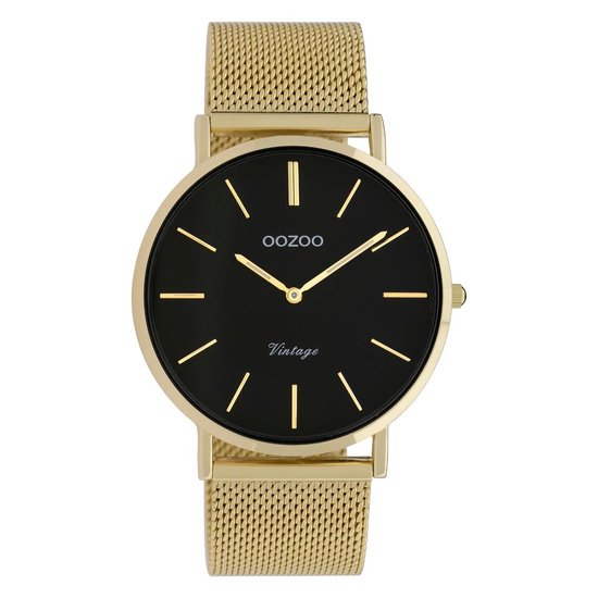 OOZOO Vintage series - Gouden horloge met gouden metalen mesh armband -  C9913 - Ø40 | bol.com