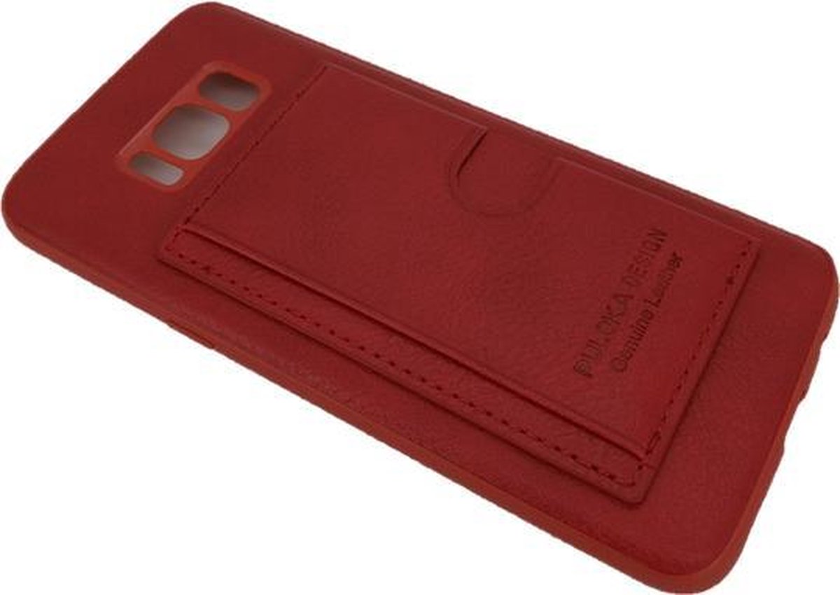 Xssive Premium Back Cover met 1 pasje - kaarthouder - Card Bag voor Samsung Galaxy S8 Plus - Leder Look - geschikt voor 1 pasje - Rood
