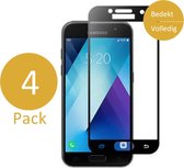 4x Full Screenprotector voor Samsung Galaxy A7 (2017) - Tempered Glass Screenprotector Transparant met Zwart Carbon Bezel 3D 9H Gehard Glas