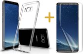 Samsung Galaxy S8 - Hardcase met Soft Siliconen TPU Zijkant Transparant Hoesje + Full Screen Screenprotector PET - 360 Graden Bescherming