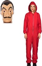 Verkleed set overall rood voor dames maat L- masker La casa de Papel