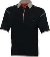 Heren Jaren 50 Vintage look polo shirt met korte rits in een frisse Blauwe kleur PSH5046P-B Maat L
