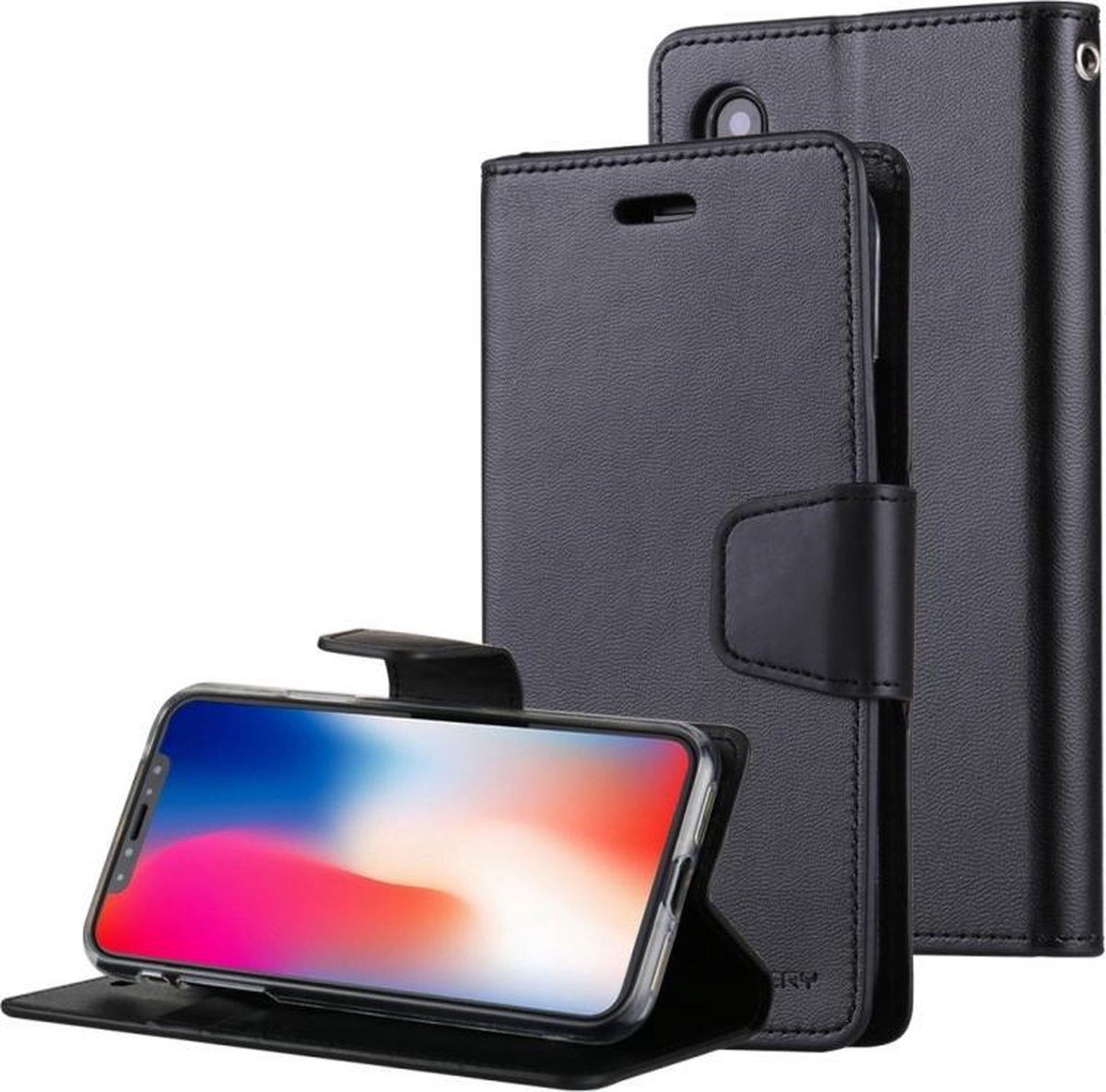 Let op type!! MERCURY GOOSPERY SONATA DIARY for iPhone X / XS Business Style Magnetic Clasp Horizontal Flip Leather Case with Holder & Card Slots & Wallet(Black)