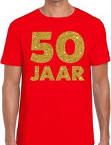 50 Jaar glitter tekst verjaardag rood heren L