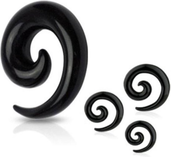 Langwerpig Gladys Marine Spiral piercing set zwart: 2 stuks met dikte van 12mm - tapers, stretchers,  plugs,... | bol.com