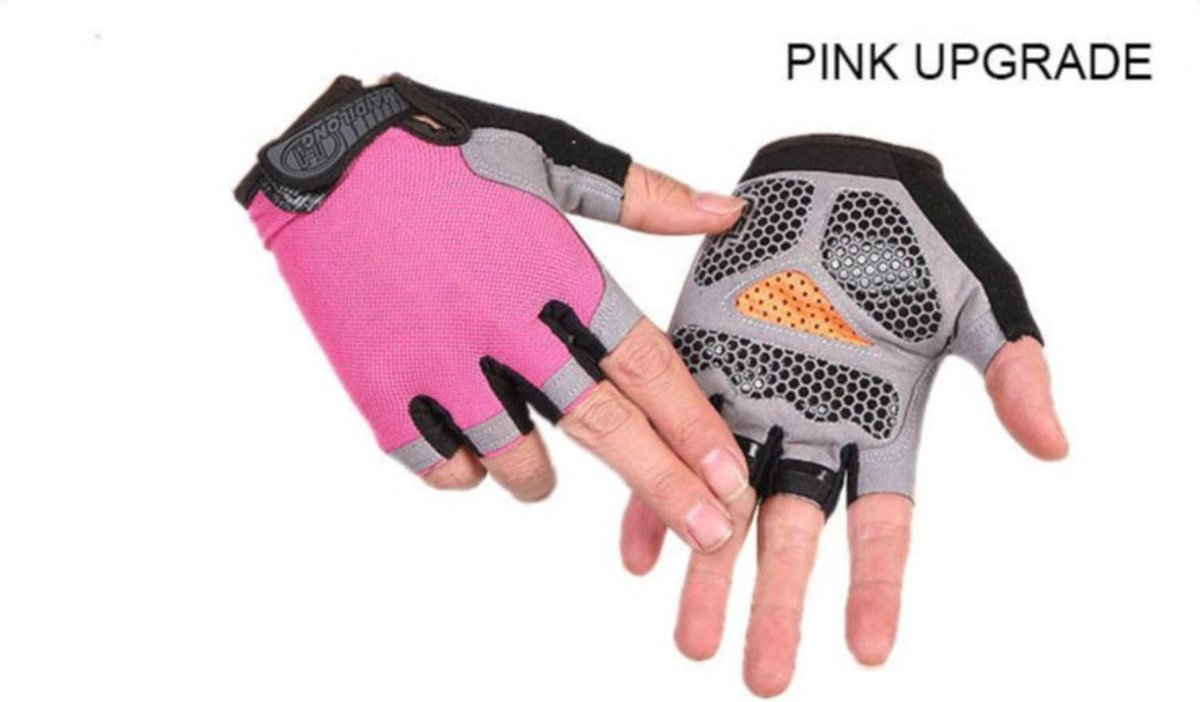 1 Paar Gekleurde Fitness Handschoenen - Roze maat S - Sport Gewichtheffen