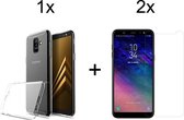 Samsung A6 Plus 2018 Hoesje - Samsung Galaxy A6 Plus 2018 hoesje siliconen case transparant cover - 2x Samsung A6 Plus 2018 Screenprotector