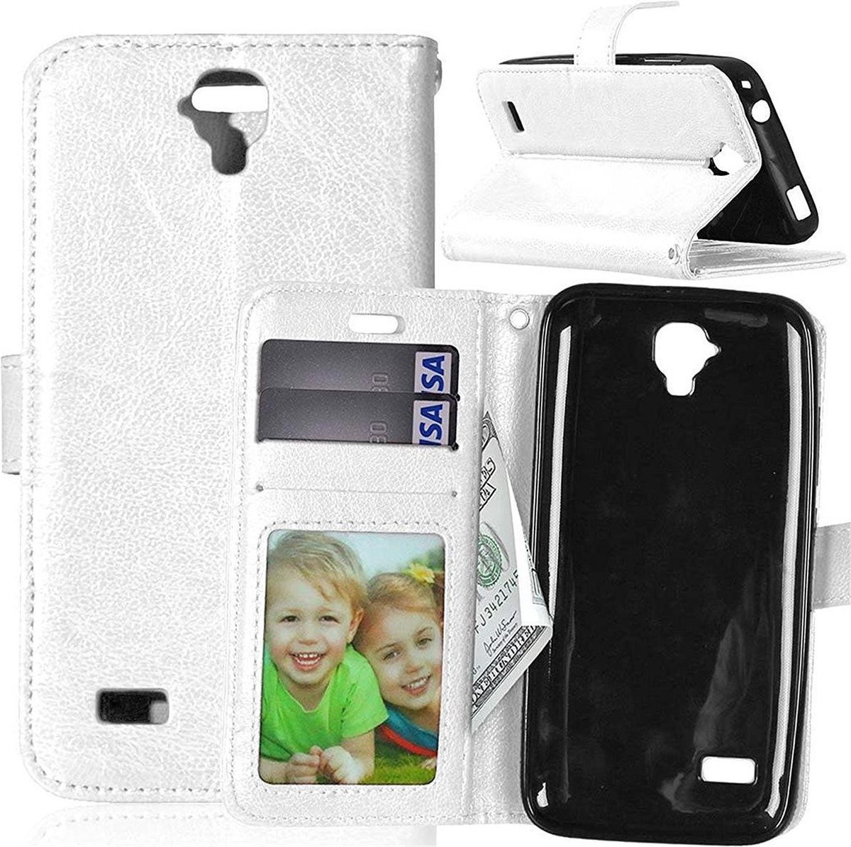 Cyclone cover wit wallet case hoesje Geschikt voor: Huawei Y6 2