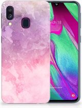 Geschikt voor Samsung A40 TPU Silicone Hoesje Design Pink Purple Paint