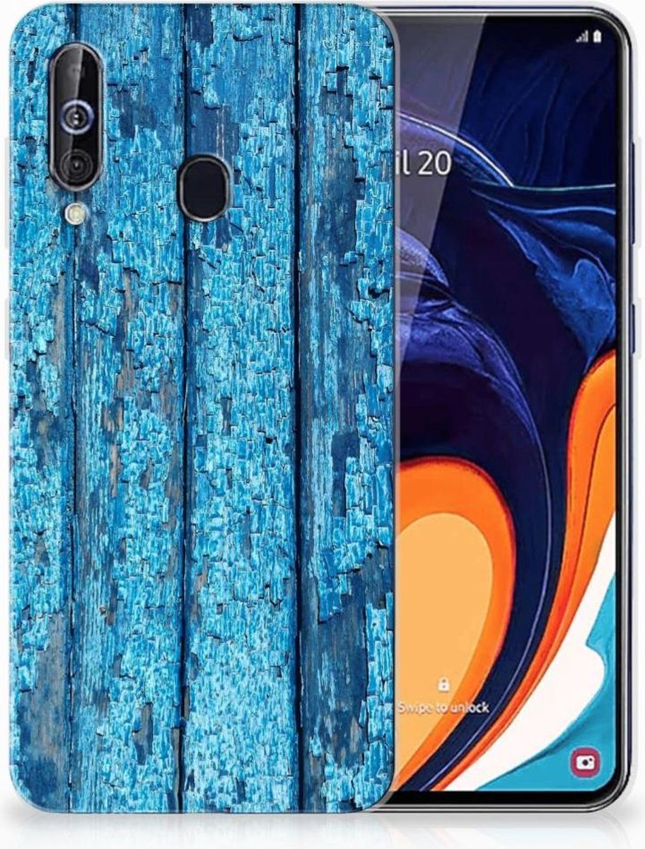 Samsung Galaxy A60 Bumper Hoesje Wood Blue