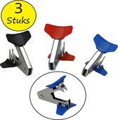 Ontnieter 3 Stuks Kleur Assorti – 6x3cm | Nietjes Verwijderaar | Deniteur