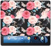 Lenovo Tab E10 Siliconen Hoesje Butterfly Roses