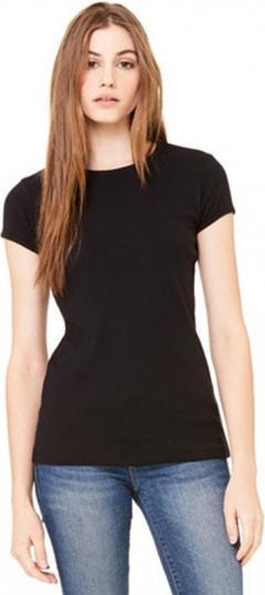 Basic t-shirt zwart met ronde hals voor dames - Dameskleding shirtjes S