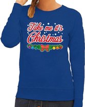 Foute kersttrui / sweater voor dames - blauw -Take Me Its Christmas XL (42)