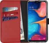 Samsung Galaxy A20e Hoesje Met Pasjeshouder - Selencia Echt Lederen Bookcase - Rood