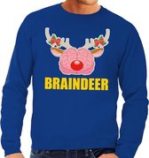 Foute kersttrui / sweater braindeer blauw voor heren - Kersttruien M (50)