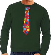 Foute kersttrui / sweater stropdas met kerstballen print groen voor heren L (52)