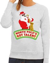 Foute kersttrui / sweater dames - grijs - North Poles Got Talent 2XL (44)