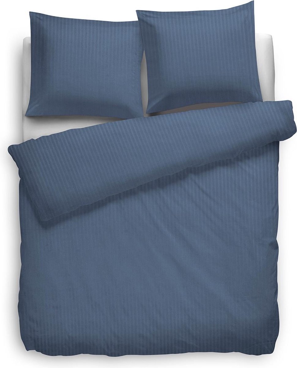 Heckettlane Dekbedovertrek - Stripe donker blauw - Lits-jumeaux xl - Katoensatijn - Blauw