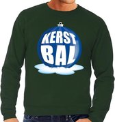 Foute kersttrui kerstbal blauw op groene sweater voor heren - kersttruien L (52)