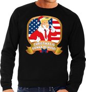 Foute kersttrui / sweater - zwart - Trump Christmas is gonna be Huge heren S (48)