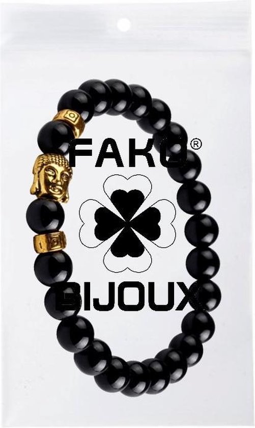Fako Bijoux® - Buddha Armband - Deluxe - Goudkleurig - Zwart | bol.com