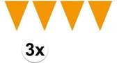 3 stuks Vlaggenlijnen/slingers XXL oranje 10 meter
