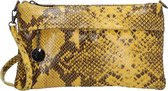 Charm Elisa leren clutch-schoudertasje snake - Oker Geel