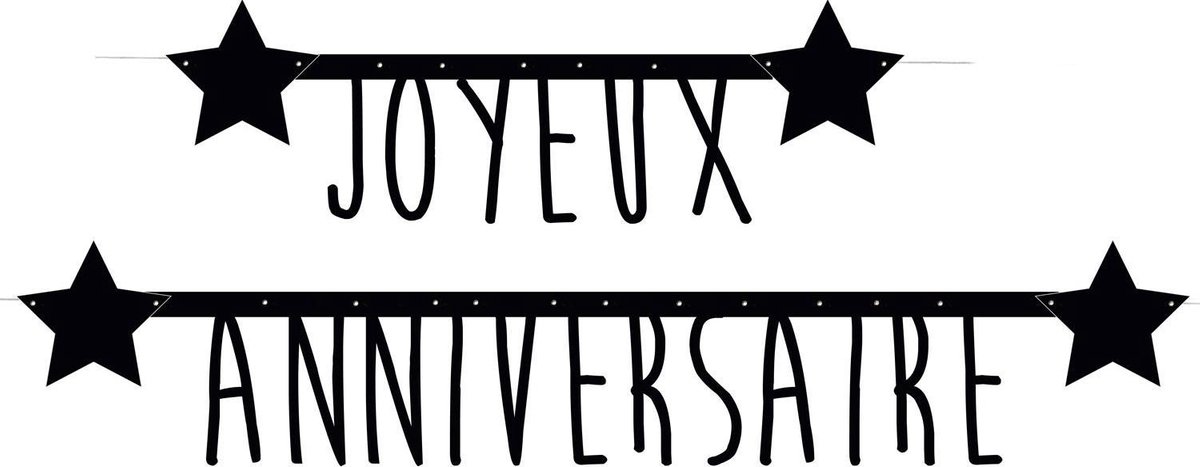 PARTYPRO - Zwarte slinger Joyeux Anniversaire 1,60 m