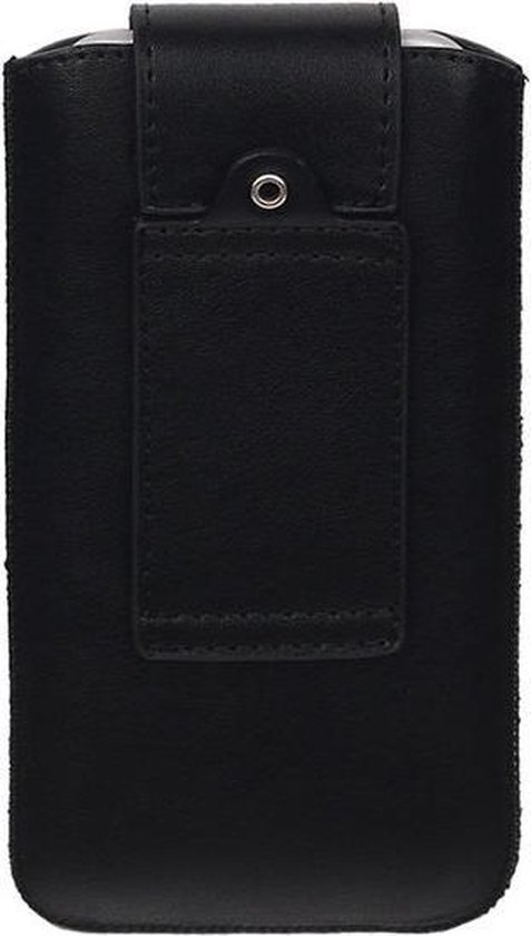 BestCases.nl Samsung Galaxy S4 Active - Housse / pochette universelle avec insert en cuir de Luxe - Zwart Medium