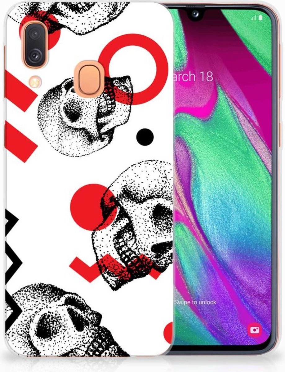 Silicone Back Case Samsung Galaxy A40 Skull Red
