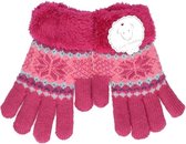 Gebreide winter handschoenen fuchsia roze fuchsia roze met pluch