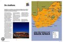 Carte de l'Afrique du Sud montrant les emplacements des stades de la Coupe du Monde. La carte montre également les pays voisins.