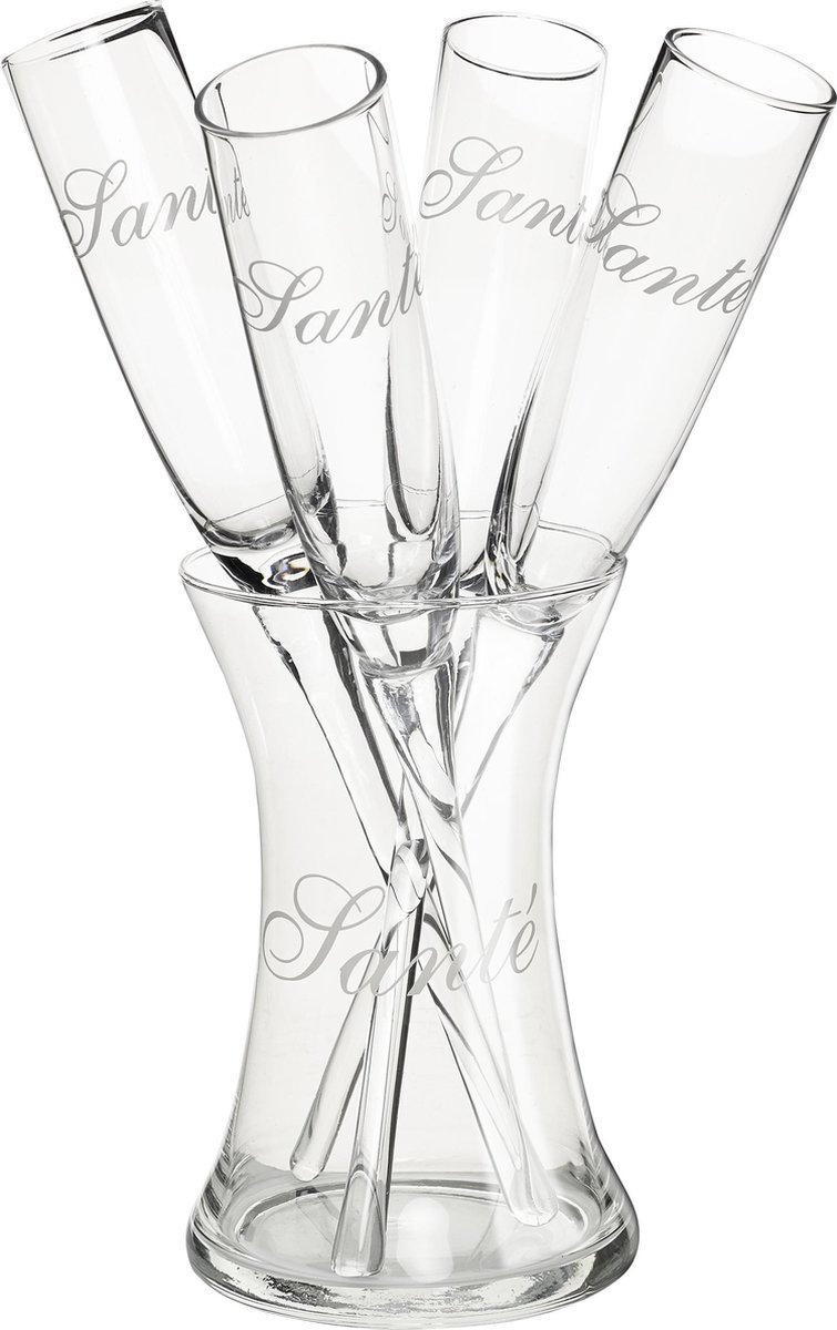 Gusta Champagneflutes met houder 'Santé - 5 delig - Glas | bol.com