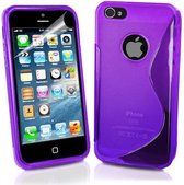 Silicone cover iPhone 5 paars + gratis Folie