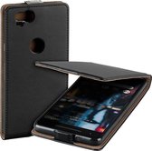 MP Case zwart eco lederen flip case voor Google Pixel 2 flip cover