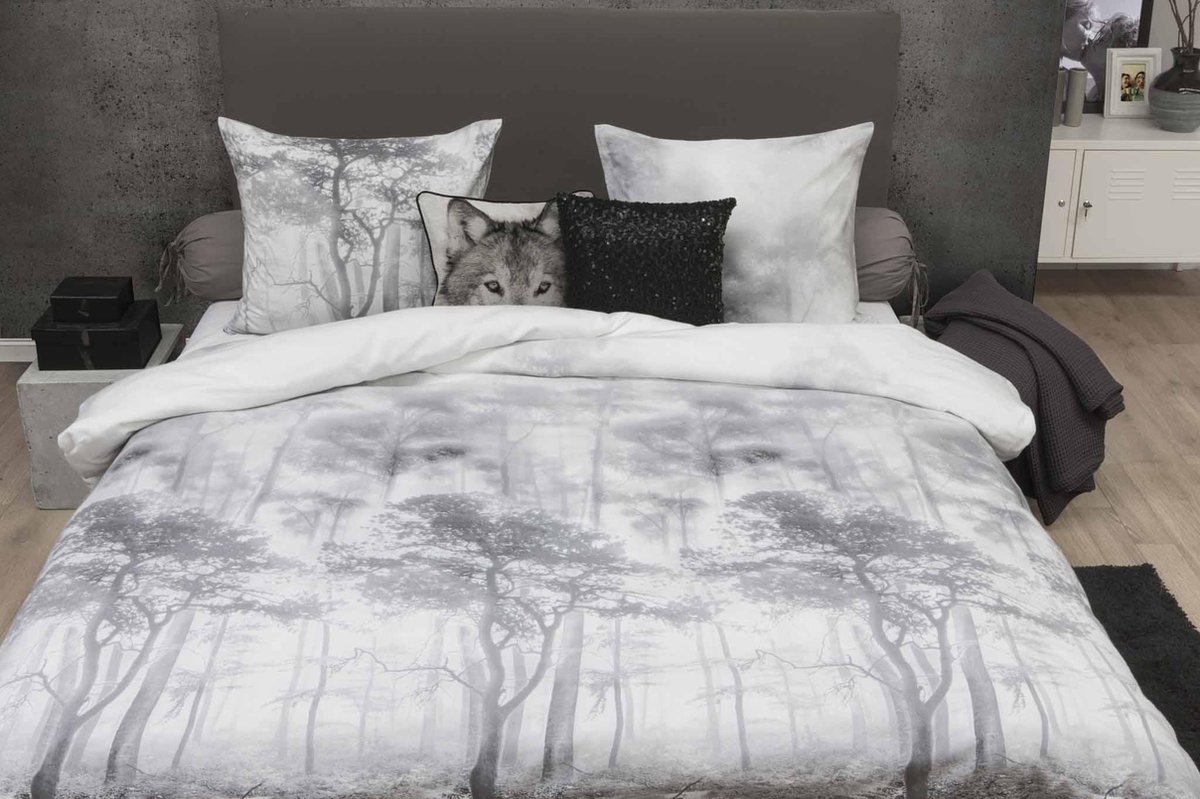 ZoHome Dagwood - Dekbedovertrek - Katoen Flanel - 260 x 200/220 + 2x 60 x 70 - Grijs