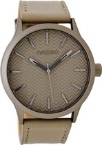 OOZOO Timepieces - Taupe horloge met taupe leren band - C9018